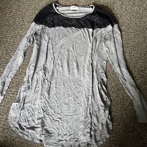 Black Laced Gray Long Sleeved